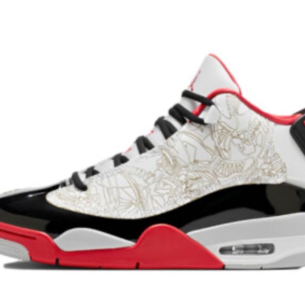 Jordan Dub Zero White, Red, and Black Sneakers